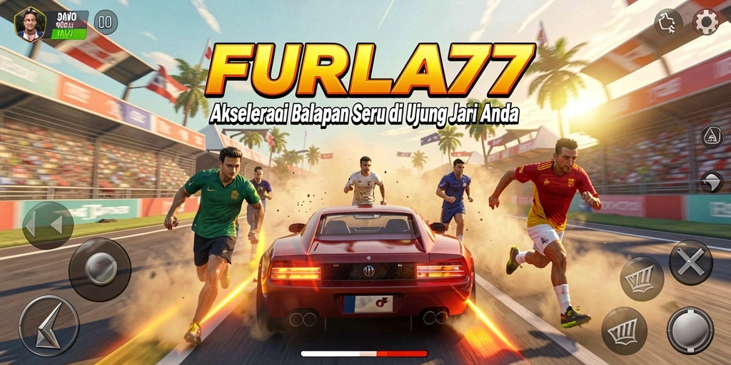 Tangkapan layar gameplay seru dari FURLA77 yang menunjukkan balapan mendebarkan.