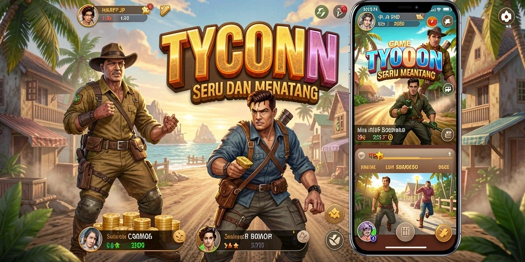 Tampilkan layar gameplay HARAPJP yang penuh tantangan Tycoon.