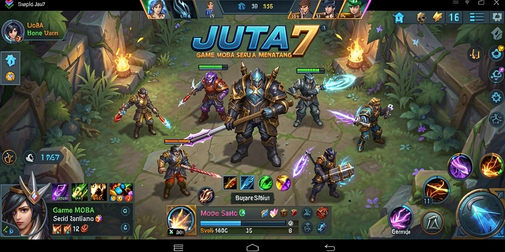 Tangkapan layar menampilkan aksi seru dalam permainan MOBA JUTA7.