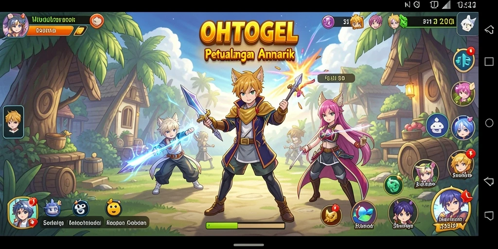 Screenshot menampilkan pertarungan seru dalam game Anime OHTOGEL.