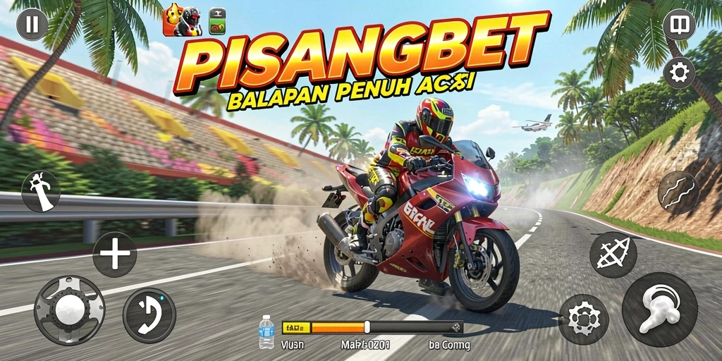 Screenshot PISANGBET menampilkan aksi balapan motor yang mendebarkan.