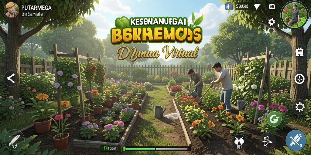 Tampilan gameplay PUTARMEGA yang menakjubkan saat berkebun.