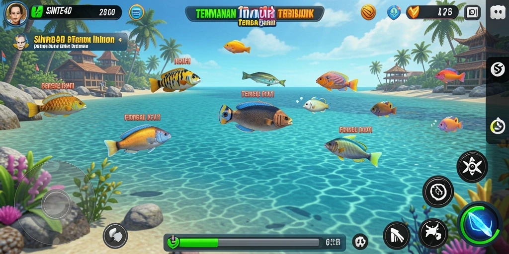Tampilan gameplay <strong>SINTE4D</strong> dengan adegan Tembak Ikan yang seru dan menarik.