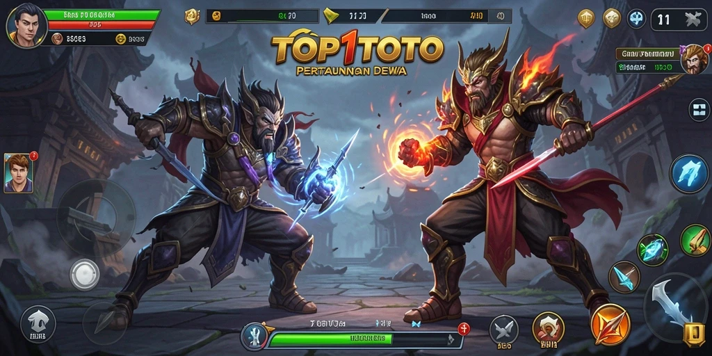 Screenshot menunjukkan pertarungan intens dengan efek keren.