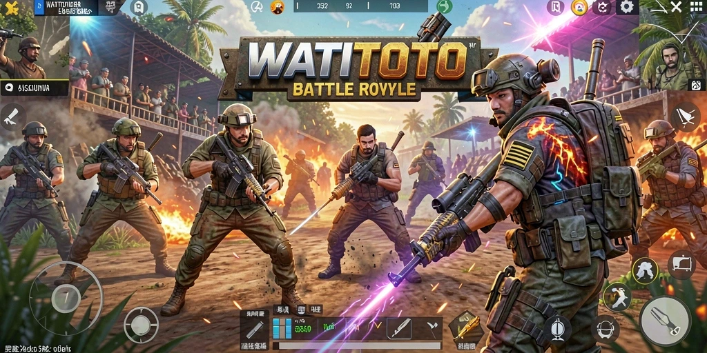 Tampilan grafis mendebarkan dari gameplay Battle Royale WATITOTO.